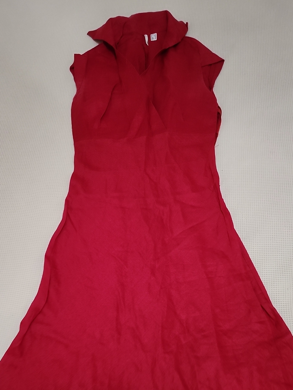 Mango Red V-Neck Cap Sleeve Midi Dress